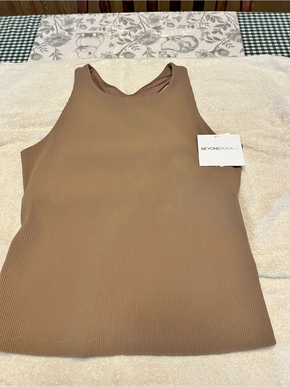 Beyond Yoga Ribbed Tank in Camel Beige